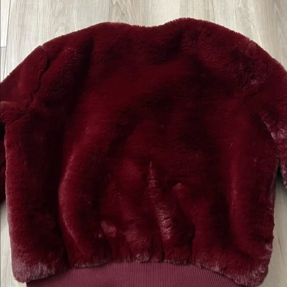 Forever 21 Burgundy Faux Fur Bomber Jacket - Picture 6 of 9